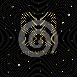 90 anniversary emblem. Celebration label. Vector dark color illustration