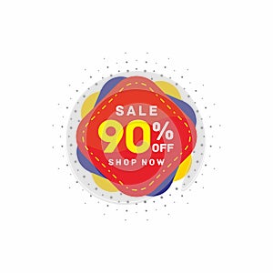 90% Big sale special , Sale banner template design. Super Sale, end of season special offer banner. vector illustration.