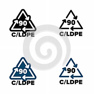 90 C-LDPE plastic and aluminium recycling code information sign