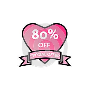90% Discount Offer- discount promotion sale Brilliant poster, banner, ads. Valentine Day Sale, holiday discount tag, special offer