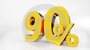 90% Golden symbol , 3D render
