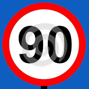 90 kph speed limit sign