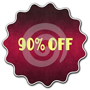 90 PERCENT OFF round badge