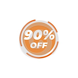 90 percent off sale label design template vector