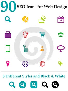 90 Seo Icons for Web Design