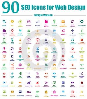 90 SEO Icons for Web Design - Simple Color Version