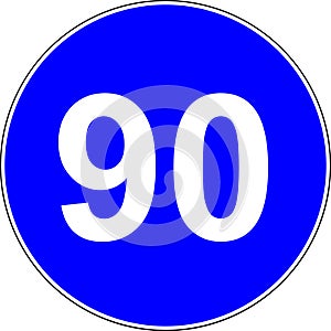 90 suggested speed road sign
