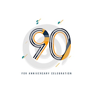 90 Year Retro Anniversary Celebration Vector Template Design Illustration