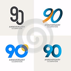 90 Years Anniversary Celebration Compilation Logo Vector Template Design Illustration