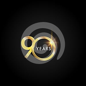 90 Years Anniversary Celebration Gold Vector Template Design Illustration