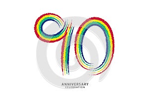 90 years anniversary celebration logotype colorful line vector, 90th birthday logo, 90 number design, anniversary template,