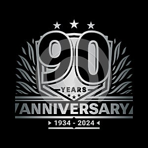 90 years anniversary celebration shield design template. 90th anniversary logo. Vector and illustration.