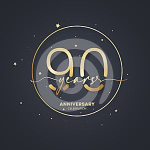 90 years anniversary logo template. 90th birthday, wedding anniversary icon. Trendy symbol image. Vector EPS 10. Isolated on