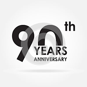 90 years anniversary sign or emblem. Template for celebration and congratulation design. Vector illustration of 90th anniversary l