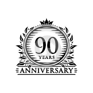 90 years celebrating anniversary design template. 90th anniversary logo. Vector and illustration.