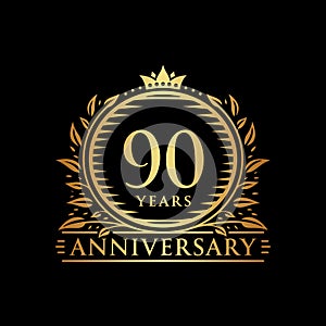 90 years celebrating anniversary design template. 90th anniversary logo. Vector and illustration.