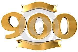 900 3d render anniversary golden sign