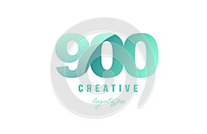 900 green pastel gradient number numeral digit logo icon design