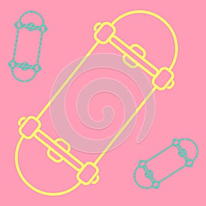 90s skateboard icon in outline style.