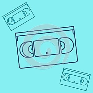 90s VHS tape icon in outline style.
