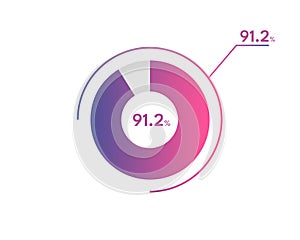 91.2 Percentage circle diagrams Infographics vector, circle diagram business illustration, Designing the 91.2 Segment in the Pie