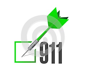 911 check dart sign concept illustration