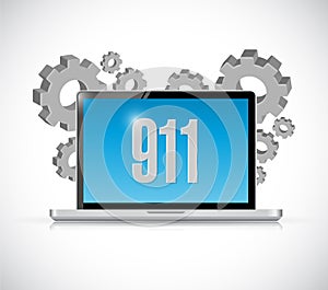 911 computer sign concept illustration