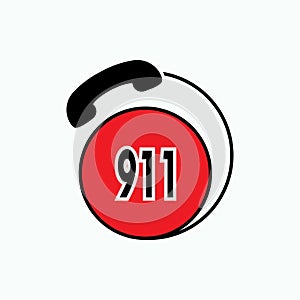 911 Emergency Call. Hotline Phone Number Symbol - Vector. Basic RGB.