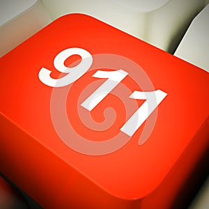 911 emergency service number to call for police fire or ambulance - 3d illustration