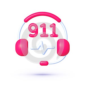 911 icon in 3D style Vector Illustration. 911 icon for medical design. Call symbol. Vector illustration