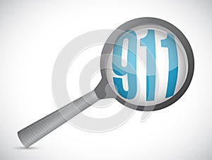 911 magnify sign concept illustration