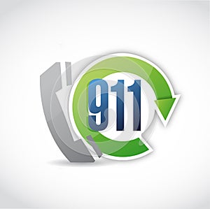 911 phone cycle illustration design