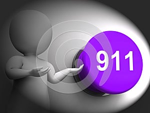 911 Pressed Shows Emergency Number And Services