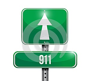 911 road sign concept illustration design