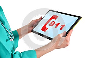 911 symbol on tablet