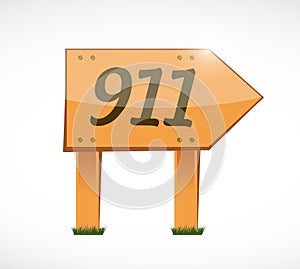 911 wood sign concept illustration design