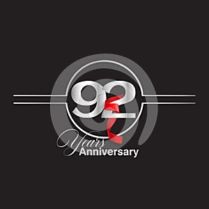 92 Year Anniversary celebration Vector Template Design Illustration