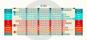 947_2020 Calendar linear design. Vector. Stationery template