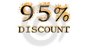95% discount fire text effect white isolated background