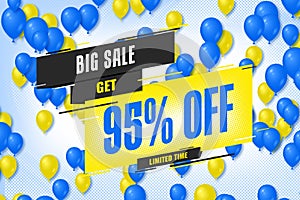 95 ninety-five Percent off sale discount shopping banner. abstract