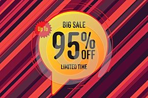 95 ninety-five Percent off sale shopping banner. money special