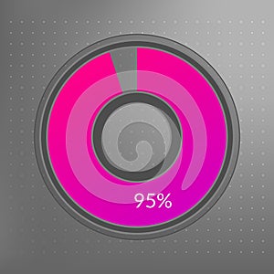 95 percent isolated pie chart. Percentage vector, transparent infographic icon on dotted background. Circle sign for business,