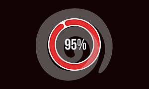 95 percent pie chart. Percentage vector infographic symbol
