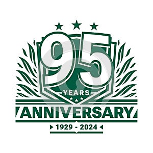 95 years anniversary celebration shield design template. 95th anniversary logo. Vector and illustration.