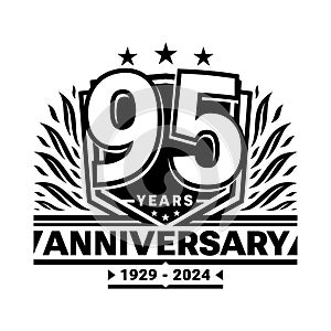 95 years anniversary celebration shield design template. 95th anniversary logo. Vector and illustration.