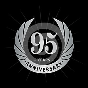 95 years anniversary design template. Elegant anniversary logo design. Ninety-five years logo.