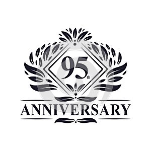 95 years Anniversary Logo, Luxury floral 95th anniversary logo