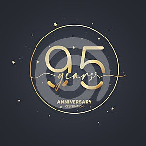 95 years anniversary logo template. 95th birthday, wedding anniversary icon. Trendy symbol image. Vector EPS 10. Isolated on