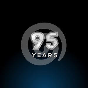 95 Years Anniversary White Number Vector Design