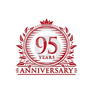 95 years celebrating anniversary design template. 95th anniversary logo. Vector and illustration.